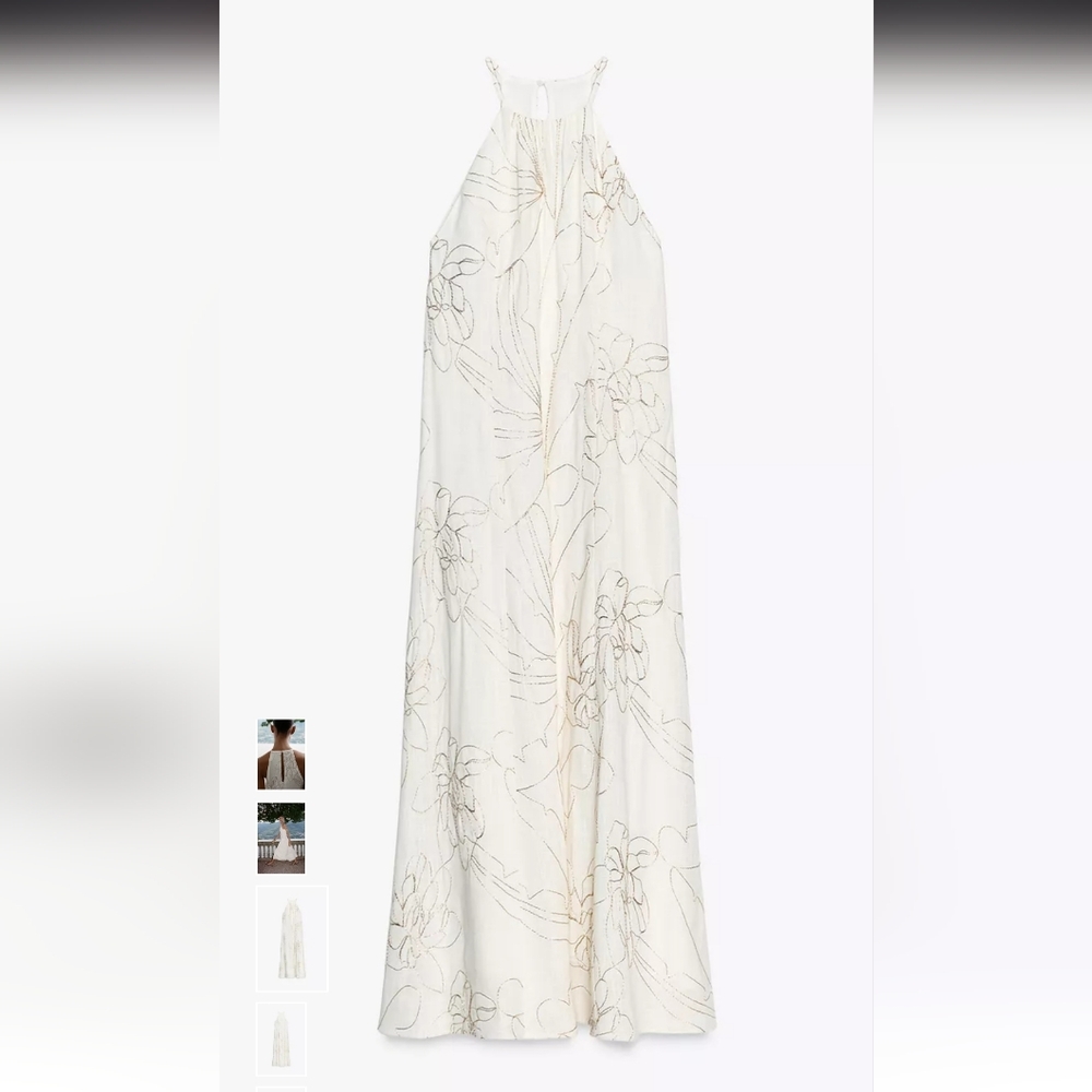 Zara Elegant Cream Halter Midi Dress - Picture 6 of 10